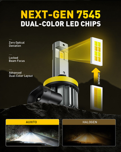 Ampoules de phare LED AUXITO H8/9/11/16JP 12V 18V 13W 3600lm 6500K Jaune Blanc 1:1 HID Led pour voiture - Product Image 3