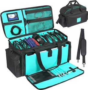 Sac de rangement pour câbles avec séparateurs amovibles, sac de transport pour DJ, organiseur de câbles, étui pour ordinateur portable, équipement de DJ, instruments de musique, équipement audio - Product Image 1