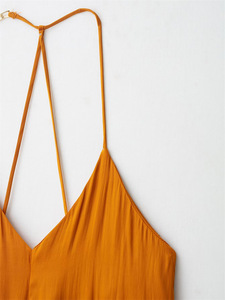 Women's <b>Spaghetti</b> <b>Strap</b> Halter Neck Solid Color Sleeveless Asymmetric Casual Dresses Fashion - Product Image 6