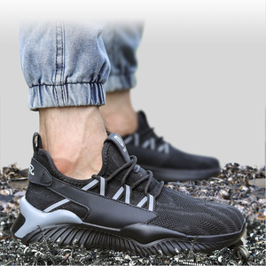 Zapatos de Seguridad Industriales de Moda para Hombre, Ligeros, con Puntera de Acero, Negros, Botas de Trabajo - Product Image 3