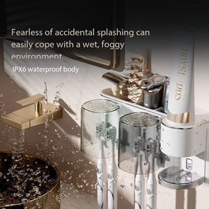 Nuevo Dispensador Automático de Pasta de Dientes y Soporte para Cepillos de Dientes - Montaje en Pared, Adhesivo Sin Perforaciones, Diseño a Prueba de Polvo - Product Image 4