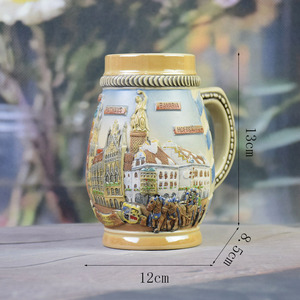 Jarra de Cerveza de Porcelana Estilo Alemán Clásico con Asa, Diseño de Relieve de Monumentos de Múnich, Sublimación, Ecológica, Reutilizable, Temática de Baviera - Product Image 6