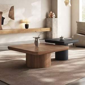 <b>Walnut</b> Solid Wood Coffee <b>Table</b> Square Minimalist Design Living Room Furniture - Product Image 1