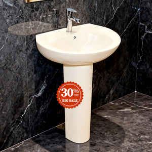 Lavabo ovale sur pied en céramique pour salle de bain, installation facile, <span class=keywords><strong>prix</strong></span> abordable - Product Image 3