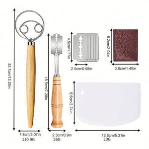 <b>Bread</b> Fermentation Basket Scraper Mixer Flour Maker Fixer <b>Knife</b> Oval Baking Tool-Baking Accessories Set for Kitchen Use - Product Image 5