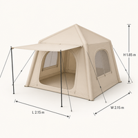 Tente cabine gonflable de 4,6 m² à porte unique en Oxford avec colonnes d'air pour le camping