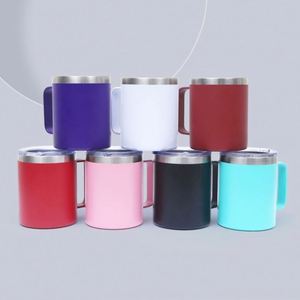 Custom Logo 12 oz 14 oz 16 oz Powder Coated <b>Insulated</b> Double Wall Stainless Steel Coffee <b>Mugs</b> with Handle Vacuum Tumbler Cup Lid - Product Image 3