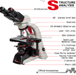Microscope de laboratoire biologique avancé <span class=keywords><strong>Phenix</strong></span> PH100-2A41L-EP, nouveau microscope trinoculaire à éclairage LED - Product Image 5