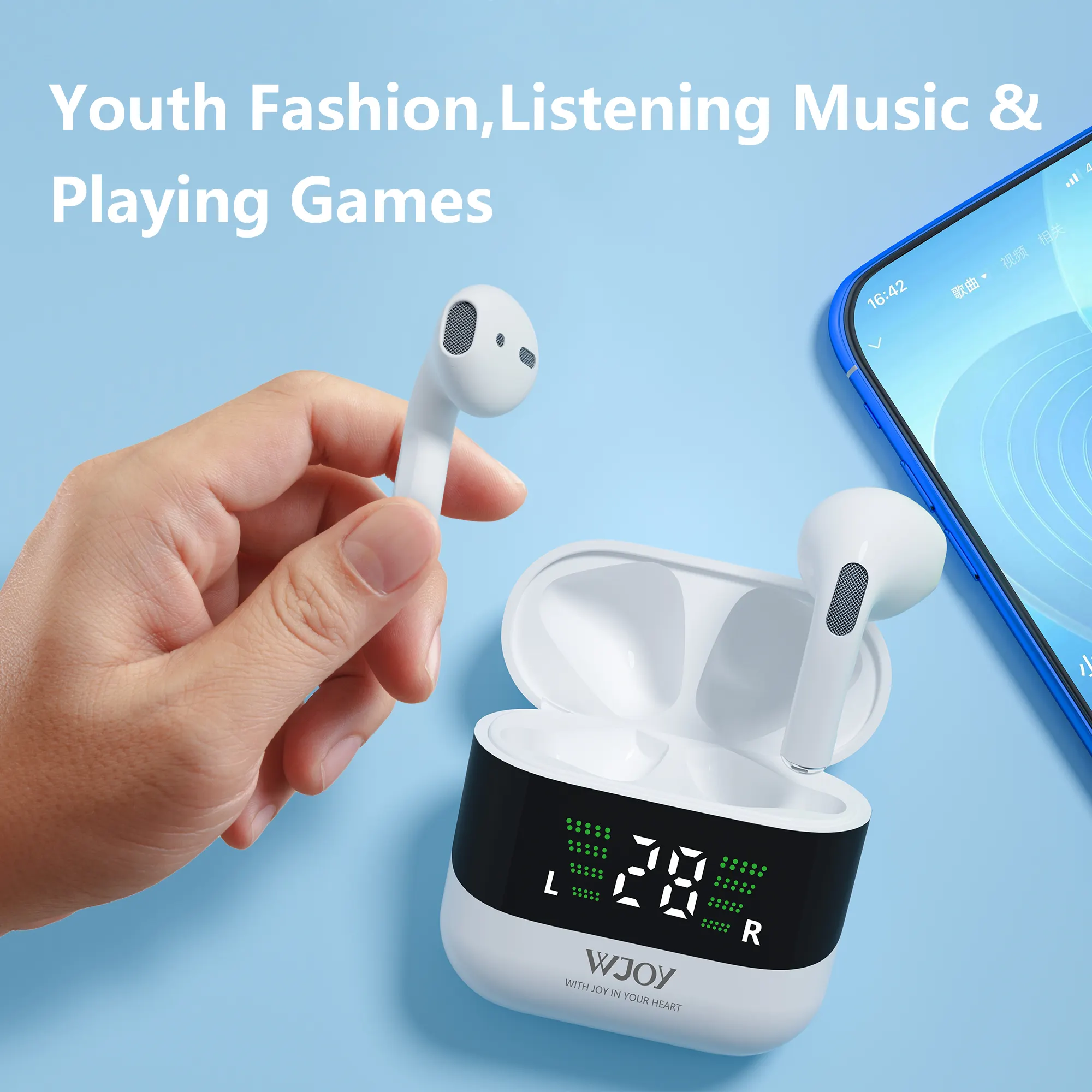 2024 Venda Quente TWS Fone De Ouvido Sem Fio Bluetooth Earbuds Fones De Ouvido Sem Fio para Música & Chamada SAA001 WJOY
