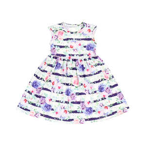 BQA-188 Vestido de Verano para Bebés y Niñas Pequeñas con Estampado Floral y Rayas - Product Image 3