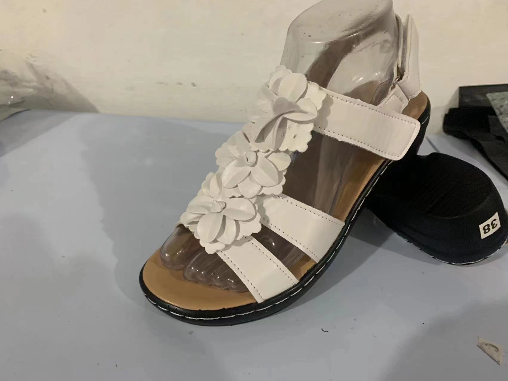 Summer Sandals Hollowed Wedge Heel Fish Mouth Flower Casual Comfortable Sandals Women