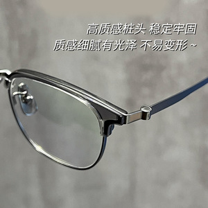 Lunettes de vue semi-cerclées en titane pur 26019, monture ovale pour homme, protection contre la lumière bleue, ultra-légères, demi-monture, verres en PC - Product Image 5