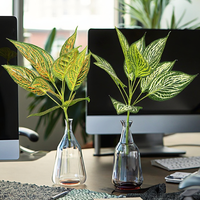 Plante artificielle à 9 têtes, feuilles d'Alocasia et de Monstera, simulation de plante verte, décoration intérieure, plante en pot, vente en gros