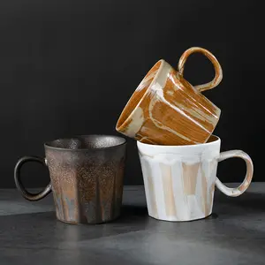 בציר חרס בסגנון יפני קרמיקה אספרסו קפה ספל Stackable תה כוסות ערבית רטרו חימר קפוצ 'ינו לאטה כוס