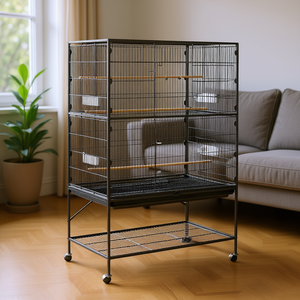 Jaula para Pájaros D0100X3WE1J de 36.6 x 22.8 x 59.5 Pulgadas con Techo Plano de Hierro Forjado y Bandeja Metálica para Pájaros como Azulejos, Periquitos, Canarios y Loros - Product Image 2