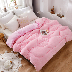 Cơ Bản siêu mềm micromink <span class=keywords><strong>Sherpa</strong></span> Comforter giường thiết lập 1 mảnh thoáng khí màu hồng lông cừu quilter Comforter - Product Image 5