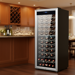 Enfriador de Vino Termoeléctrico Vevor de 80 Botellas, de Una Sola Zona, Independiente, con Luz LED, Termostato Ajustable, Acero Inoxidable - Product Image 2