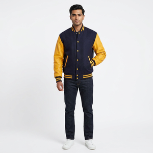 Blouson bomber varsity brodé pour homme avec logo frontal, léger, pour l'hiver, style baseball - Product Image 1
