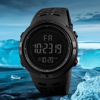 Montre électronique pour homme, style étudiant, tendance influenceur, horloge numérique LED, boîtier 50 mm, plastique TPU, bracelet 21 mm, verre minéral, étanche 10 m