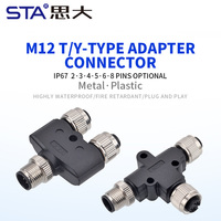 Conector Impermeable M12 Personalizado, Adaptador YT, Divisor de Uno Macho a Dos Hembras, 2, 3, 4, 5, 6, 8 Pines