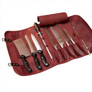 Étui à couteaux enroulable en cuir de vachette de luxe fait main avec protection anti-odeur robuste, sac à outils professionnel LSKR-0010 - Product Image 1