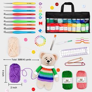 Kit complet de <span class=keywords><strong>crochet</strong></span> avec sac de rangement, 113 outils de tricot pour débutants, y compris des crochets à poignée souple - Product Image 2