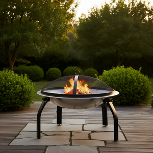 เตาไฟสแตนเลสและเตาบาร์บีคิว ขนาด 22 x 22 x 19 3 นิ้ว สำหรับกลางแจ้ง พร้อมอุปกรณ์จุดไฟ ใช้ฟืนแบบพกพา ตั้งพื้นได้ - Product Image 2