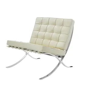 كرسي برشلونة تصميم تراثي من الجلد حديث بسيط غرفة معيشة برشلونة كرسي أريكة مفرد غير رسمي