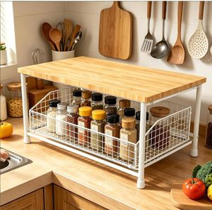 Soporte para Microondas <span class=keywords><strong>con</strong></span> Cesta de Almacenamiento Inferior, para <span class=keywords><strong>Cocina</strong></span> u Oficina, sin Ruedas, Estante para Artículos Diversos - Product Image 6