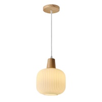 Lustre en bois massif et verre à hauteur réglable pour chambre et salle à manger, luminaire LED moderne et minimaliste crème pour comptoir de café et bar