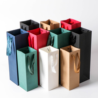 Vin Sac Papier Kraft Weinflaschen-Geschenktüte Champagner Maßgefertigte Luxus-Offsetdruck Werbegeschenke Braune Kraftpapiertüte