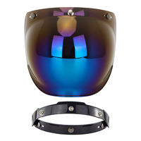 Casque ouvert rétro avec visière bulle, portable, à trois boucles, coupe-vent, avec lentille de sécurité