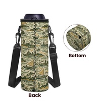 Porte-bouteille d'eau réutilisable avec motif îles du Pacifique style Island Fashion et sangle réglable à porter en bandoulière