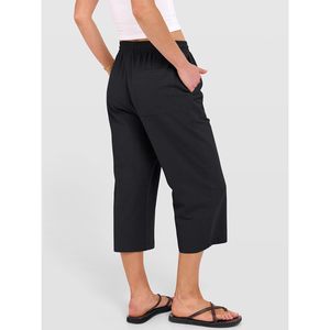 FOXA Pantalon Capri pour femme, coupe décontractée, taille élastique avec cordon de serrage, coupe droite, respirant, en coton, pour l'été - Product Image 5