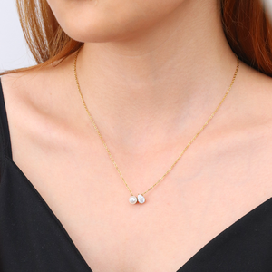 Chris April joyería de moda 316L Acero inoxidable PVD chapado en oro gota de agua lágrima perla circón colgante collar - Product Image 6