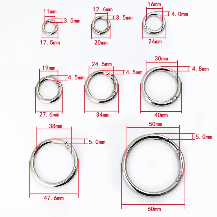 Custom Size Round Ring Hook Spring Gate O Ring Buckle for Bag