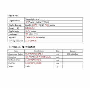 Schermo LCD TFT Industriale da <span class=keywords><strong>3</strong></span>,97 Pollici 480x800 IPS Angolo di Visione Completo Interfaccia RGB 24Bit Driver IC ILI9806E-<span class=keywords><strong>2</strong></span> Retroilluminazione LED per - Product Image 4
