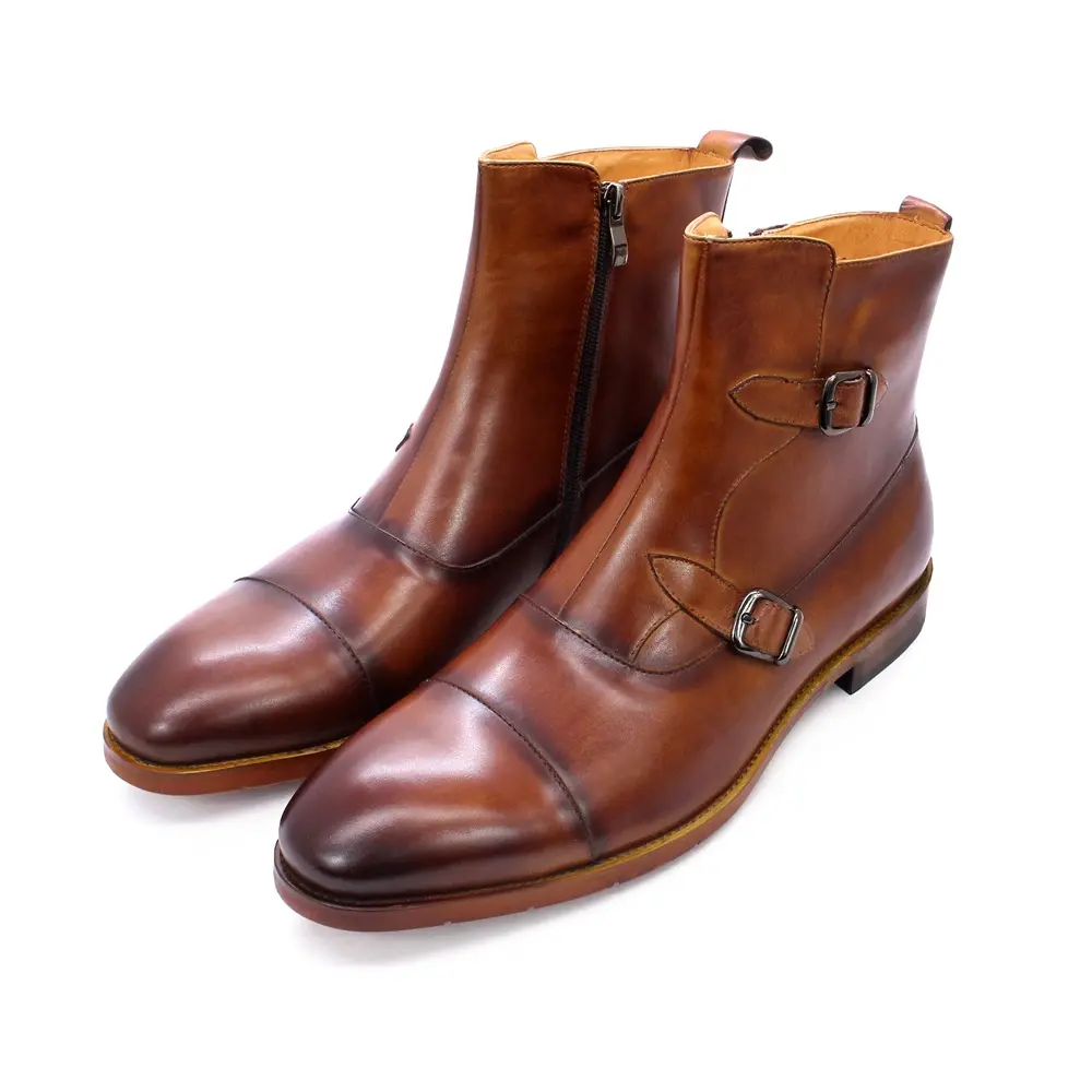 Men's Brown Dress Boots with Zipper