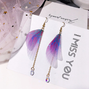Pendientes <span class=keywords><strong>de</strong></span> mariposa con alas <span class=keywords><strong>de</strong></span> gasa y borlas, aretes largos <span class=keywords><strong>de</strong></span> dos perlas, estilo coreano, bohemio, Vintage, joyería chapada en oro - Product Image 5