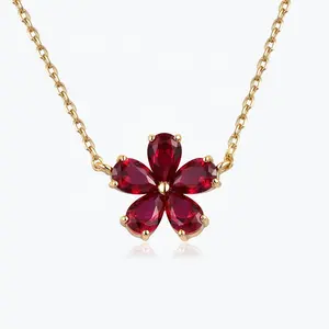 Best Jewelry 2023 Newly Wholesale 925 Silver Jewelry Red/Lemon Yellow 5A Water Drop Zircon Diamond Silver Necklace