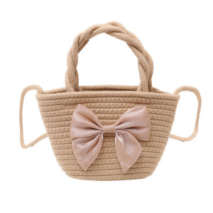 <b>Rainbow</b> Handbag Women Handmade Cotton Thread Straw Bucket <b>Bag</b> Khaki Off White Fashion Trend Everyday Outfits Summer 2023 - Product Image 5