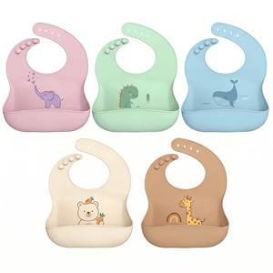 Babero de Silicona para Bebé, Personalizado, Libre de BPA, Unisex, Ajustable, Fácil de Poner y Quitar, Enrollable, Suave, Impermeable, con Recolector de Migas - Product Image 1