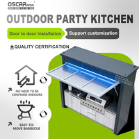 Îlot de cuisine extérieur en acier 304 avec plan de travail en marbre, personnalisable et fonctionnel pour patio, jardin, balcon, conforme aux normes européennes