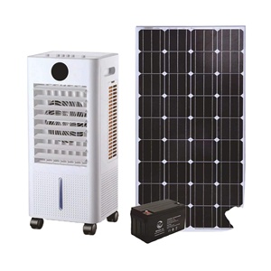 พัดลมทำความเย็นพลังงานแสงอาทิตย์แบบพกพา 12V 24V เครื่องปรับอากาศแบบระเหยน้ำรุ่นใหม่ ทำจากพลาสติก และเครื่องทำความเย็น - Product Image 1