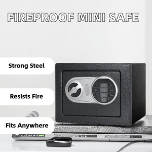 Mini Key Lock Steel <b>Fireproof</b> Deposit <b>Box</b> with Door Thickness 17x23x17cm Dimensions for Home and Car Use - Product Image 2