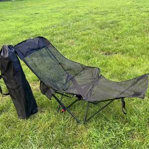Chaise inclinable portable en maille avec repose-jambes, chaise de jardin pliable, chaise longue d'extérieur réglable sur quatre positions - Product Image 1