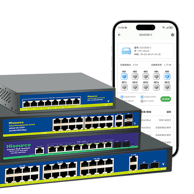 OEM Latest PoE Switch 24+2+2 Full Gigabit Lite Managed WEB/APP Power Internal with SFP Ports