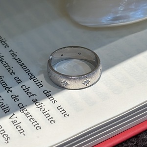 S925 Pure <b>Silver</b> Brushed Star <b>Ring</b> Vintage Niche Design Simple Elegant Temperament <b>Adjustable</b> Hexagonal Star Finger <b>Ring</b> - Product Image 5