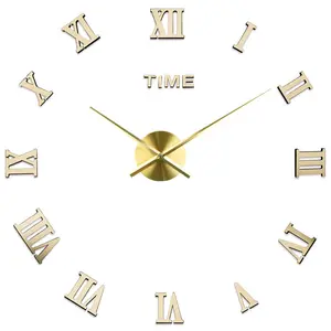 Большие настенные часы «сделай сам» с трехмерными римскими иероглифами, креативные современные минималистичные настенные часы с 3d наклейками