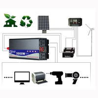 Convertisseur d'énergie solaire pour voiture 12V 24V 48V 60V DC AC 110V 220V à onde sinusoïdale pure 3000W 4000W 5000W avec écran LCD NFC et fréquence de sortie 50/60 Hz
